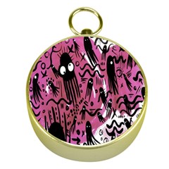 Octopus Colorful Cartoon Octopuses Pattern Black Pink Gold Compasses