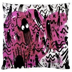 Octopus Colorful Cartoon Octopuses Pattern Black Pink Large Flano Cushion Case (one Side) by Mariart