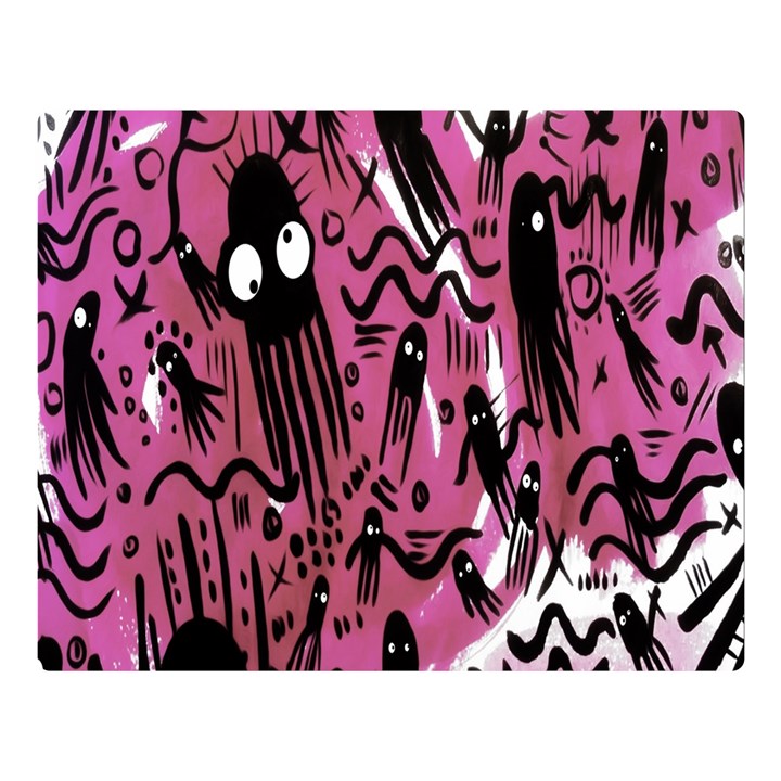 Octopus Colorful Cartoon Octopuses Pattern Black Pink Double Sided Flano Blanket (Large) 