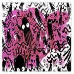 Octopus Colorful Cartoon Octopuses Pattern Black Pink Large Satin Scarf (Square) Front