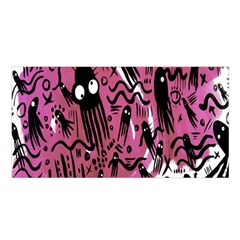 Octopus Colorful Cartoon Octopuses Pattern Black Pink Satin Shawl by Mariart