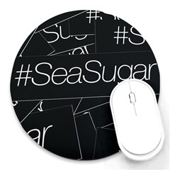 Sea Sugar Line Black Round Mousepads