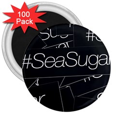 Sea Sugar Line Black 3  Magnets (100 Pack) by Mariart