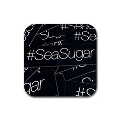 Sea Sugar Line Black Rubber Coaster (square) 