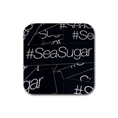 Sea Sugar Line Black Rubber Square Coaster (4 Pack)  by Mariart