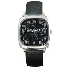 Sea Sugar Line Black Square Metal Watch