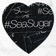 Sea Sugar Line Black Jigsaw Puzzle (heart) by Mariart