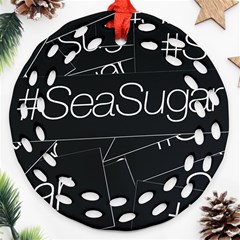 Sea Sugar Line Black Ornament (round Filigree) by Mariart