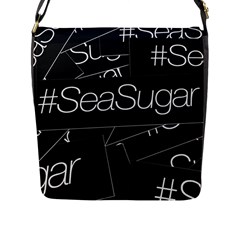 Sea Sugar Line Black Flap Messenger Bag (l)  by Mariart