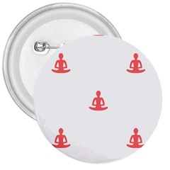 Seamless Pattern Man Meditating Yoga Orange Red Silhouette White 3  Buttons