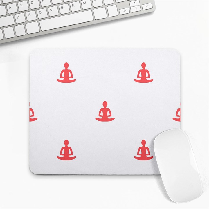 Seamless Pattern Man Meditating Yoga Orange Red Silhouette White Large Mousepads