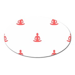 Seamless Pattern Man Meditating Yoga Orange Red Silhouette White Oval Magnet