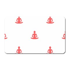 Seamless Pattern Man Meditating Yoga Orange Red Silhouette White Magnet (rectangular) by Mariart