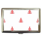 Seamless Pattern Man Meditating Yoga Orange Red Silhouette White Cigarette Money Cases Front