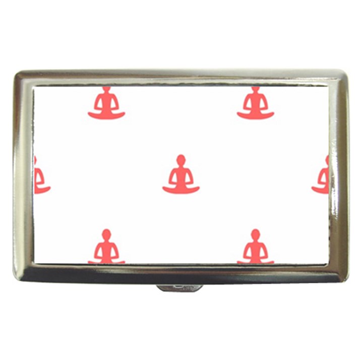 Seamless Pattern Man Meditating Yoga Orange Red Silhouette White Cigarette Money Cases