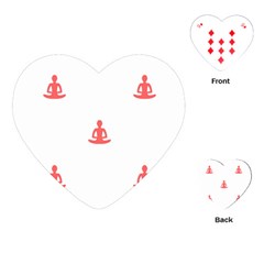 Seamless Pattern Man Meditating Yoga Orange Red Silhouette White Playing Cards (heart) 