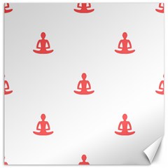 Seamless Pattern Man Meditating Yoga Orange Red Silhouette White Canvas 16  X 16   by Mariart