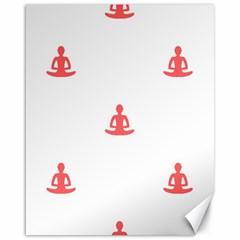 Seamless Pattern Man Meditating Yoga Orange Red Silhouette White Canvas 16  X 20   by Mariart