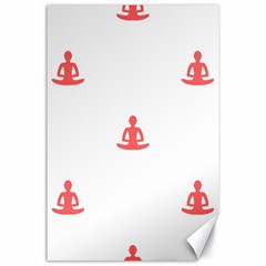 Seamless Pattern Man Meditating Yoga Orange Red Silhouette White Canvas 24  X 36 