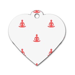 Seamless Pattern Man Meditating Yoga Orange Red Silhouette White Dog Tag Heart (one Side) by Mariart