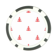 Seamless Pattern Man Meditating Yoga Orange Red Silhouette White Poker Chip Card Guard by Mariart