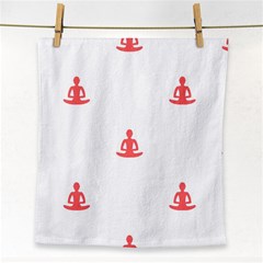 Seamless Pattern Man Meditating Yoga Orange Red Silhouette White Face Towel by Mariart