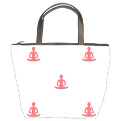 Seamless Pattern Man Meditating Yoga Orange Red Silhouette White Bucket Bags by Mariart