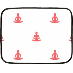 Seamless Pattern Man Meditating Yoga Orange Red Silhouette White Fleece Blanket (mini) by Mariart