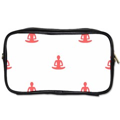 Seamless Pattern Man Meditating Yoga Orange Red Silhouette White Toiletries Bags