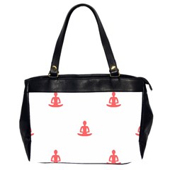 Seamless Pattern Man Meditating Yoga Orange Red Silhouette White Office Handbags (2 Sides) 