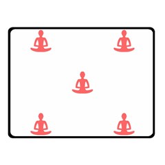 Seamless Pattern Man Meditating Yoga Orange Red Silhouette White Fleece Blanket (small)