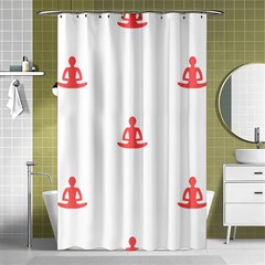 Seamless Pattern Man Meditating Yoga Orange Red Silhouette White Shower Curtain 48  X 72  (small)  by Mariart