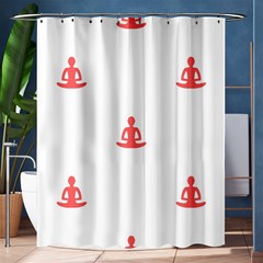 Seamless Pattern Man Meditating Yoga Orange Red Silhouette White Shower Curtain 60  X 72  (medium)  by Mariart