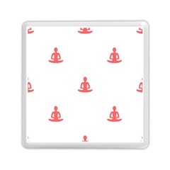 Seamless Pattern Man Meditating Yoga Orange Red Silhouette White Memory Card Reader (square)  by Mariart