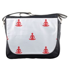 Seamless Pattern Man Meditating Yoga Orange Red Silhouette White Messenger Bags