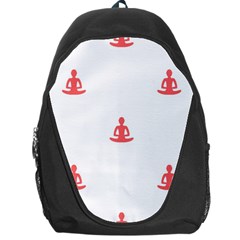 Seamless Pattern Man Meditating Yoga Orange Red Silhouette White Backpack Bag