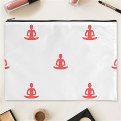 Seamless Pattern Man Meditating Yoga Orange Red Silhouette White Cosmetic Bag (xxxl) 