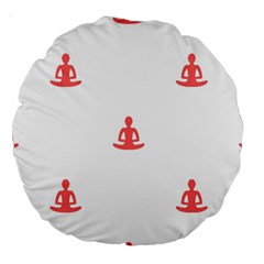 Seamless Pattern Man Meditating Yoga Orange Red Silhouette White Large 18  Premium Round Cushions by Mariart