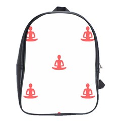 Seamless Pattern Man Meditating Yoga Orange Red Silhouette White School Bags (xl)  by Mariart