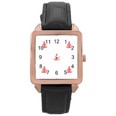 Seamless Pattern Man Meditating Yoga Orange Red Silhouette White Rose Gold Leather Watch  by Mariart