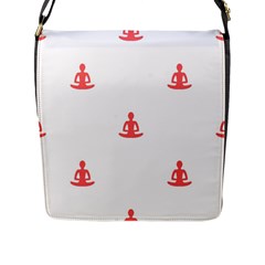 Seamless Pattern Man Meditating Yoga Orange Red Silhouette White Flap Messenger Bag (l)  by Mariart