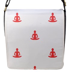 Seamless Pattern Man Meditating Yoga Orange Red Silhouette White Flap Messenger Bag (s) by Mariart