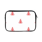 Seamless Pattern Man Meditating Yoga Orange Red Silhouette White Apple iPad Mini Zipper Cases Front