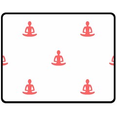 Seamless Pattern Man Meditating Yoga Orange Red Silhouette White Double Sided Fleece Blanket (medium)  by Mariart