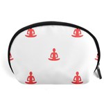 Seamless Pattern Man Meditating Yoga Orange Red Silhouette White Accessory Pouches (Large)  Front