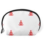 Seamless Pattern Man Meditating Yoga Orange Red Silhouette White Accessory Pouches (Large)  Back