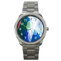 Net Sea Blue Sky Waves Wave Chevron Sport Metal Watch by Mariart