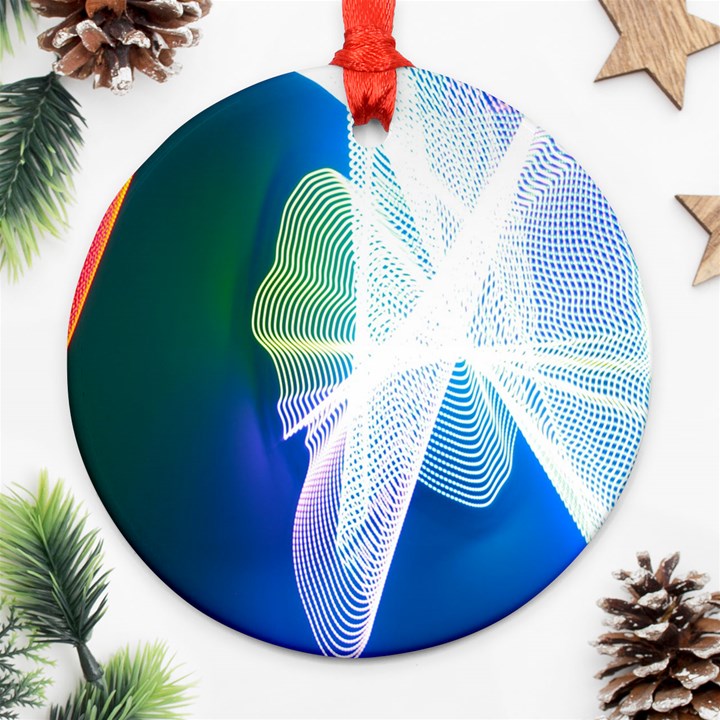 Net Sea Blue Sky Waves Wave Chevron Round Ornament (Two Sides)