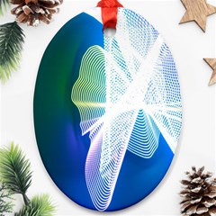 Net Sea Blue Sky Waves Wave Chevron Oval Ornament (two Sides) by Mariart