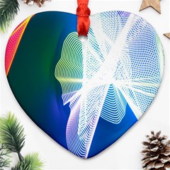 Net Sea Blue Sky Waves Wave Chevron Heart Ornament (two Sides) by Mariart